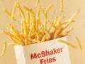 McShaker Fries wysypujące się z pudełka, posypane przyprawami.