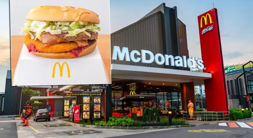 Burger Drwala McDonald's z frytkami i restauracja McDonald's.